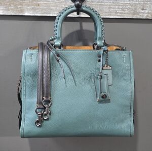 Coach 1941 Rogue 30- Whipstitched handles -Dark Turquoise Pebbled Leather